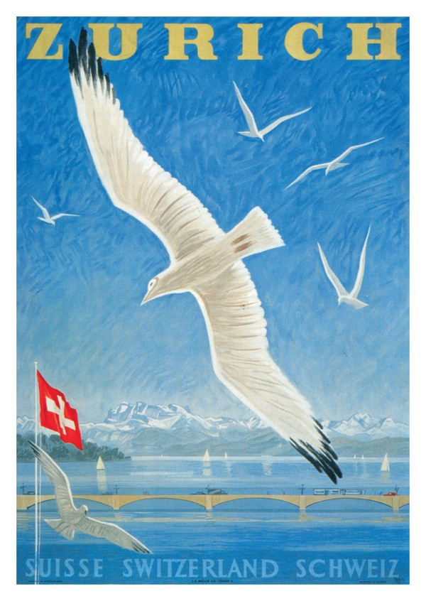 Postkarte · Zuerich · Zuerichsee · Moewe Bruecke Alpen