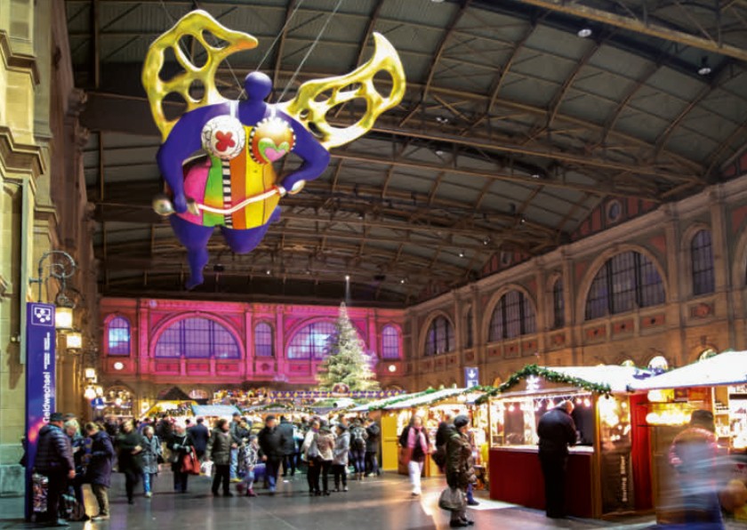 Postkarte · Zuerich · Hauptbahnhof · Niki Engel Weihnachtsmarkt