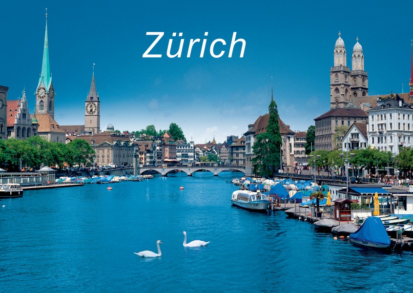 Postkarte · Zuerich · Limmat · Fraumuenster Stpeter Grossmuenster