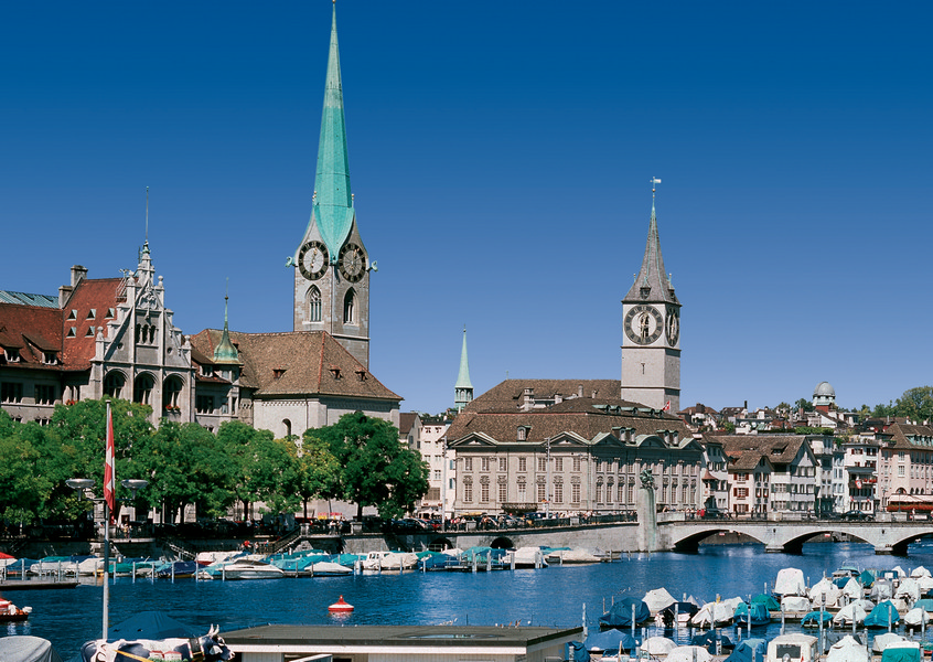 Postkarte · Zuerich · Limmat · Fraumuenster Stpeter