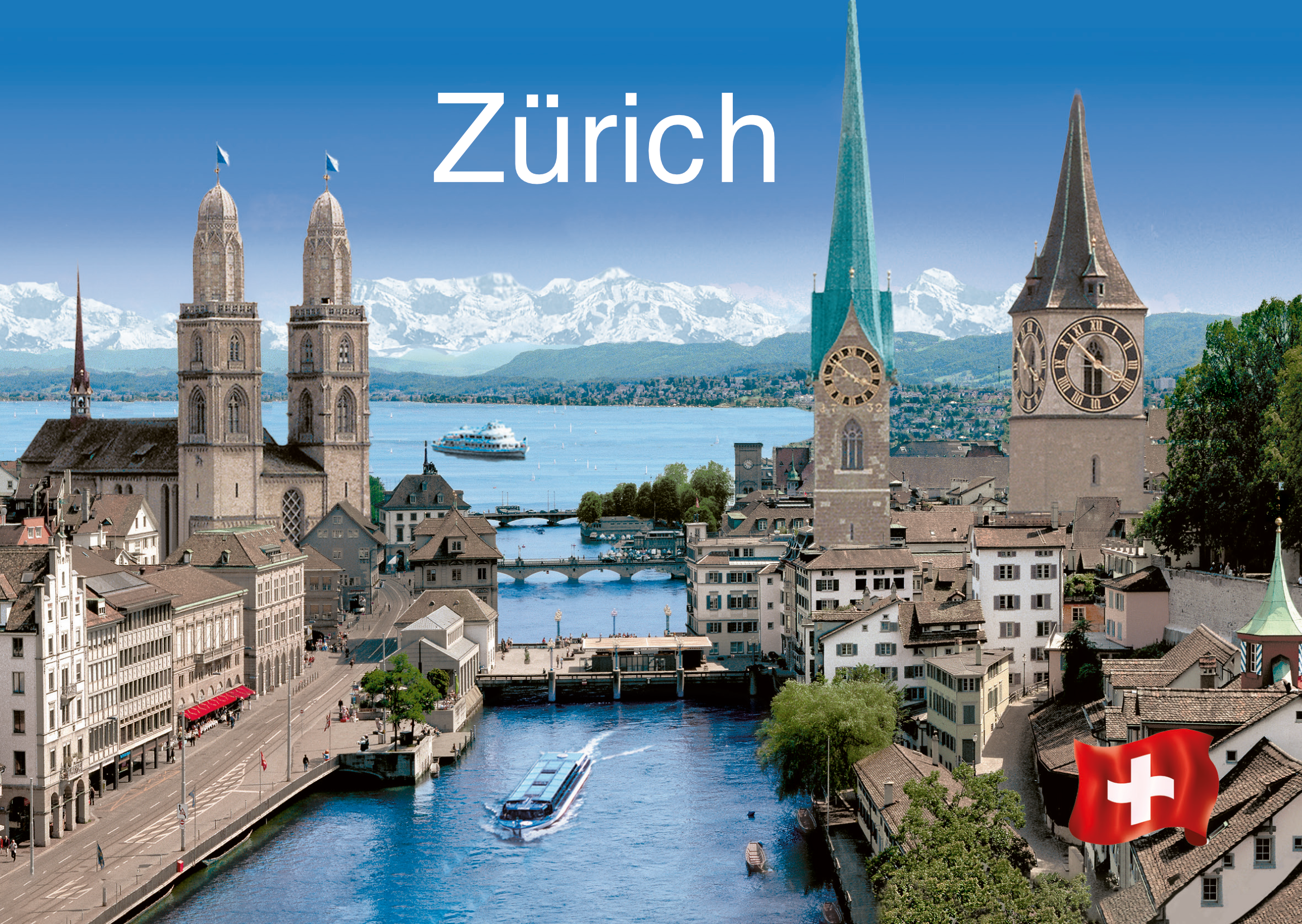 Postkarte · Zuerich · Stadtansicht · Grossmuenster Fraumuenster Stpeter
