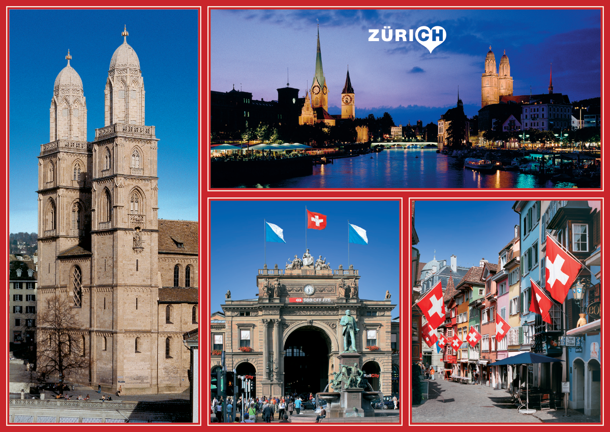 Postkarte · Zuerich · Stadtansicht · Grossmuenster Tuerme