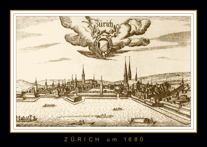 Postkarte · Zuerich · Stadtansicht · Zuerich 1680 Kupferstich